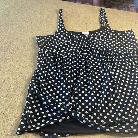 Venezia black white polka dot mesh tank top - Picture 2 of 12